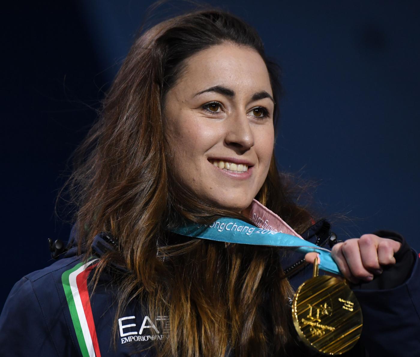 Il Podio Della Discesa Femminile Con L'oro Di Sofia Goggia