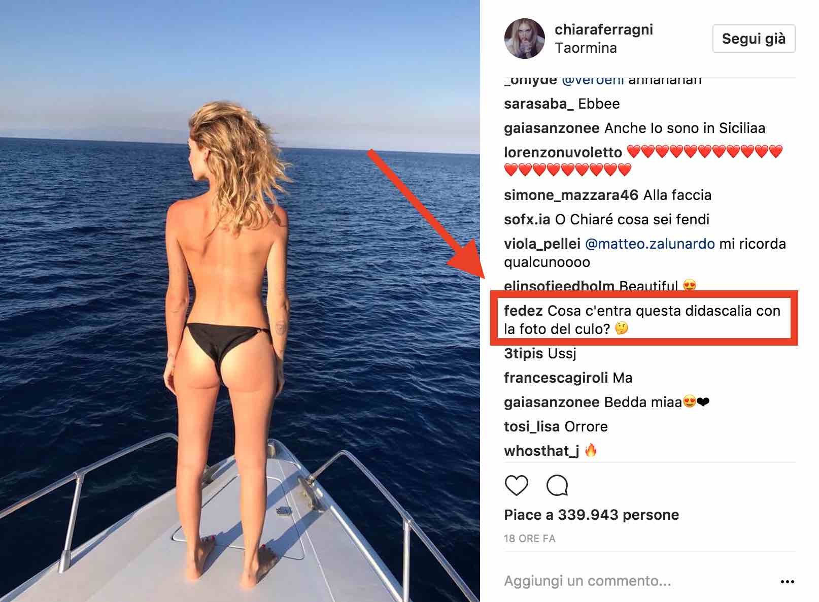 Chiara Ferragni, tette al vento e culetto in bella vista in Sicilia: Fedez  la rimprovera, il commento è da incorniciare! [FOTO]